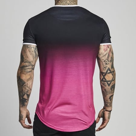 SikSilk - Tee Shirt Oversize Poly Contrast Fade Gym 12292 Noir Dégradé Rose