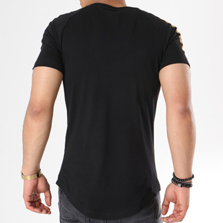 John H - Tee Shirt Oversize Avec Bandes 611 Noir Jaune