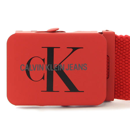 Calvin Klein - Ceinture Canvas Plaque 3838 Rouge