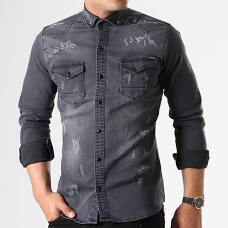Classic Series - Chemise Manches Longues Jean 16348 Gris Anthracite