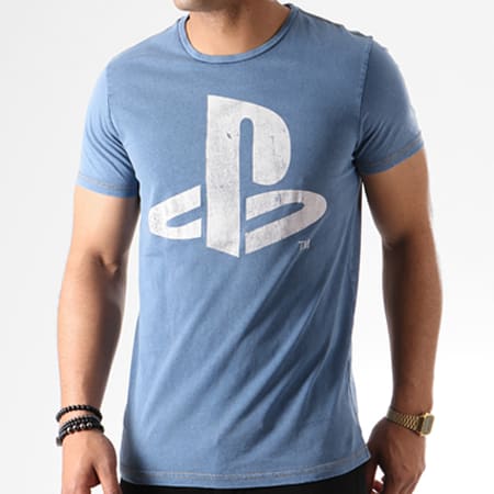 Playstation - Tee Shirt Fake Denim Bleu Clair