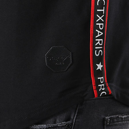 Project X Paris - Tee Shirt Oversize Bandes Brodées 88181134 Noir Rouge Blanc