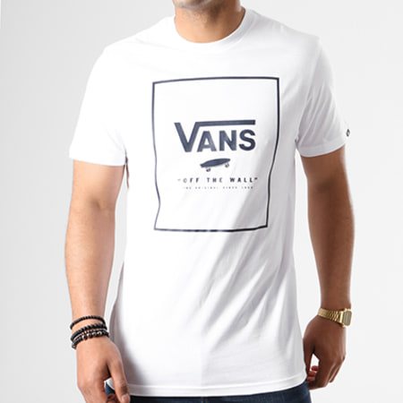 Vans - Tee Shirt Print Box A312SK9T Blanc Bleu Marine