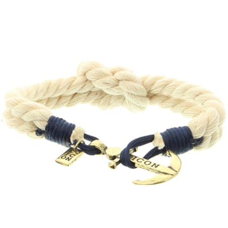 Icon Brand - Bracelet Captain Flint Ecru Bleu Marine Doré