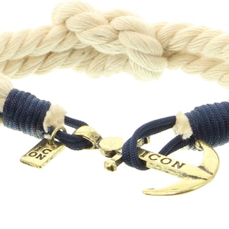 Icon Brand - Bracelet Captain Flint Ecru Bleu Marine Doré