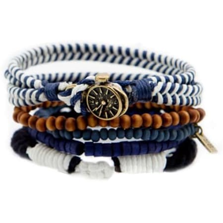 Icon Brand - Lot De 5 Bracelets Times Up Blanc Bleu Marine Marron