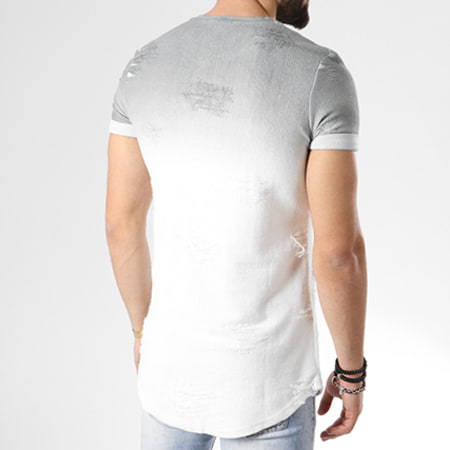 John H - Tee Shirt Oversize T09165 Gris Dégradé Blanc