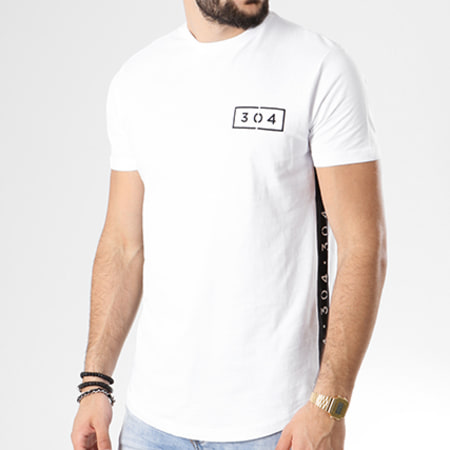 304 Clothing - Tee Shirt Oversize Avec Bandes Essentials Blanc Noir