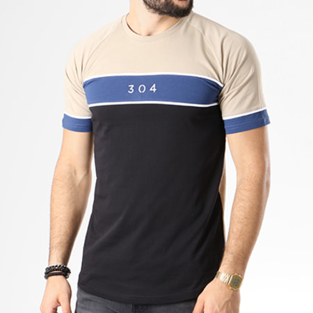 304 Clothing - Tee Shirt Idiom Noir Beige Bleu Marine