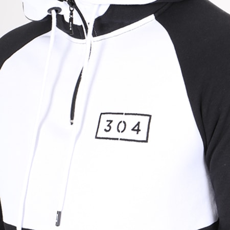304 Clothing - Sweat Capuche Elite Noir Blanc 