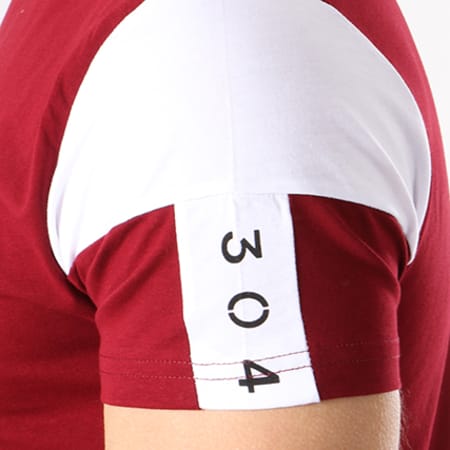 304 Clothing - Tee Shirt Oversize Avec Bandes Elite Tape Bordeaux Blanc