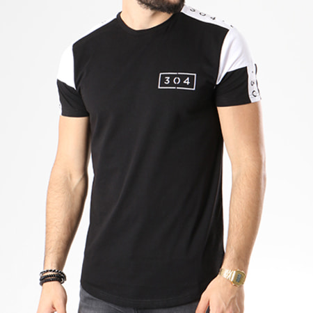 304 Clothing - Tee Shirt Oversize Avec Bandes Elite Tape Noir Blanc 