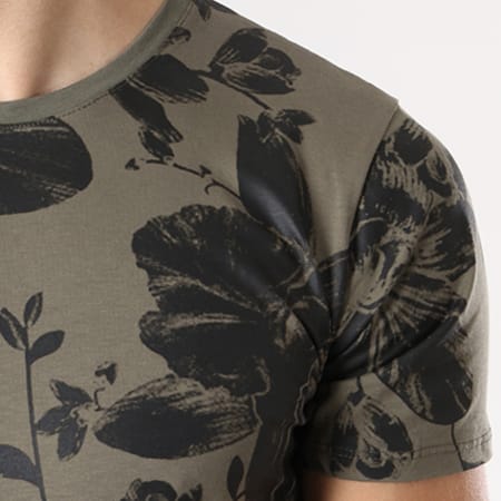 Gov Denim - Tee Shirt Oversize 18007 Vert Kaki Floral