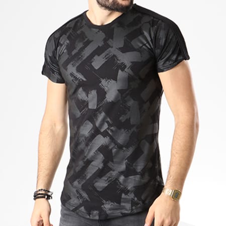 Gov Denim - Tee Shirt Oversize Avec Bandes 18011 Noir