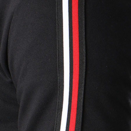 Gov Denim - Sweat Zippé Capuche Avec Bandes 183002 Noir Blanc Rouge