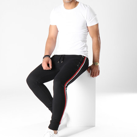 Gov Denim - Pantalon Jogging Avec Bandes 184002 Noir Blanc Rouge