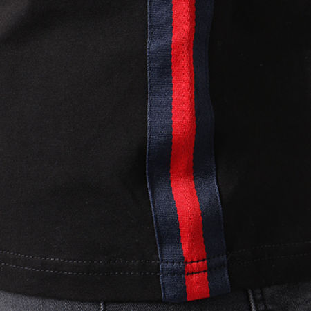 Unkut - Tee Shirt Bandes Brodées Lucca Noir Rouge Bleu Marine