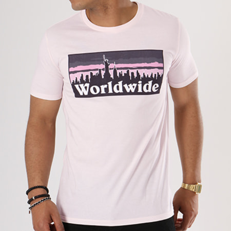 Luxury Lovers - Tee Shirt Worldwide Rose Pale