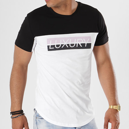 Luxury Lovers - Tee Shirt Oversize Box Bicolore Blanc Noir