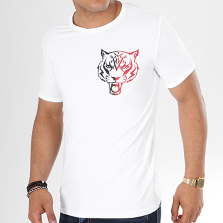 Philipp Plein Sport - Tee Shirt Basic Tiger Blanc Noir Rouge 