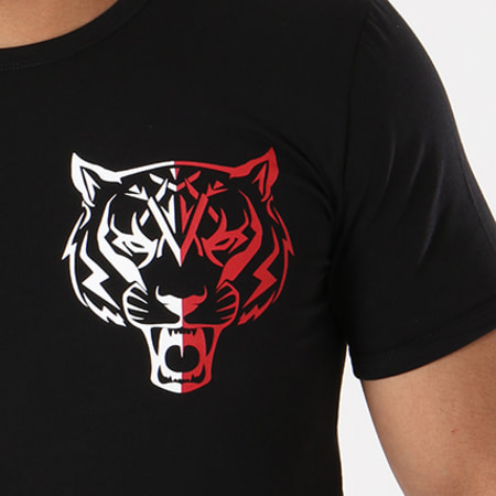 Philipp Plein Sport - Tee Shirt Basic Tiger Noir Rouge Blanc