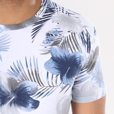 Aarhon - Tee Shirt 9001FG Blanc Bleu Marine Floral