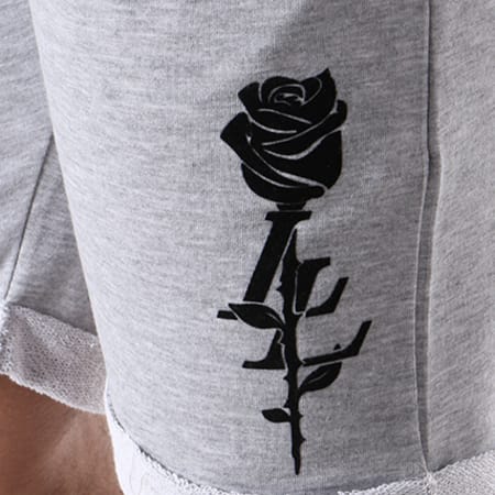 Luxury Lovers - Short Jogging Rose Typo Gris Chiné Noir