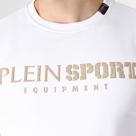 Philipp Plein Sport - Sweat Crewneck Find Me Blanc Doré