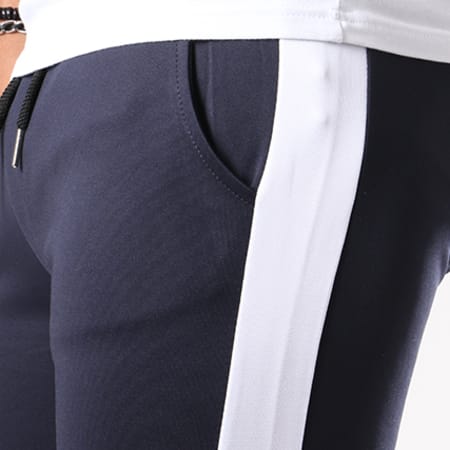 Aarhon - Pantalon Jogging 105 Avec Bande Bleu Marine Blanc