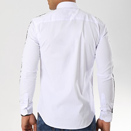 LBO - Slim Fit 460 Camisa blanca de manga larga con rayas
