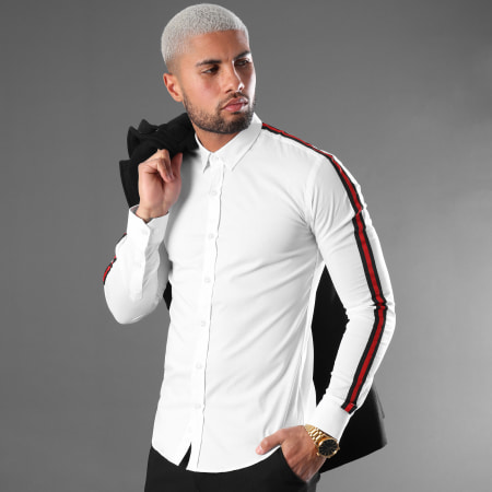 LBO - Camicia a maniche lunghe con righe Slim Fit 461 Bianco
