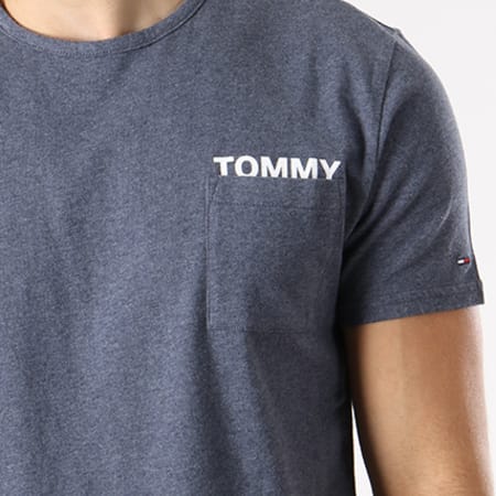 Tommy Hilfiger - Tee Shirt Poche Melange 4561 Bleu Marine Chiné