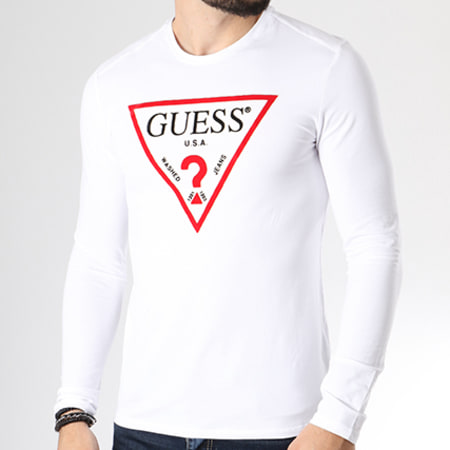 Manches Longues Tee Shirt Guess Blanc Guess Tee Shirt Manches
