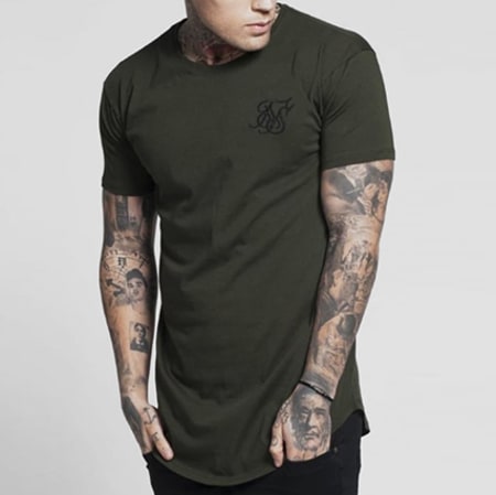 SikSilk - Tee Shirt Oversize Curved Hem Colours Vert Kaki