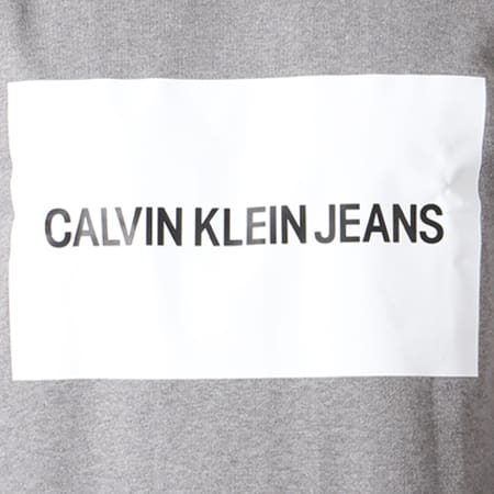 Calvin Klein - Sweat Crewneck Institutional Box Logo 7744 Gris Chiné Blanc