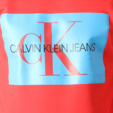 Calvin Klein - Sweat Crewneck Monogram Box Logo 7746 Rouge Bleu Clair