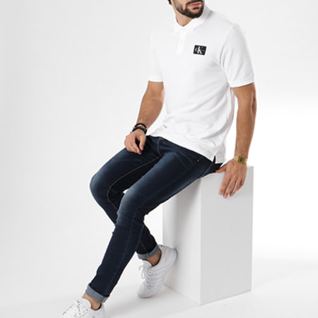 Calvin Klein - Polo Manches Courtes Monogram Logo 7770 Blanc