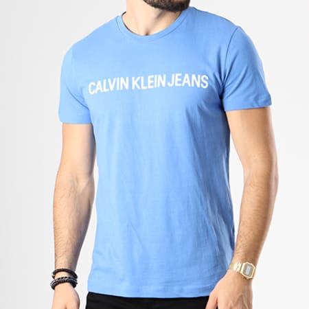 Calvin Klein - Tee Shirt Institutional Slim 7856 Bleu Clair