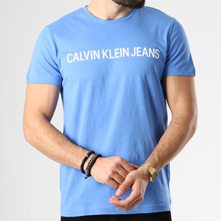 Calvin Klein - Tee Shirt Institutional Slim 7856 Bleu Clair