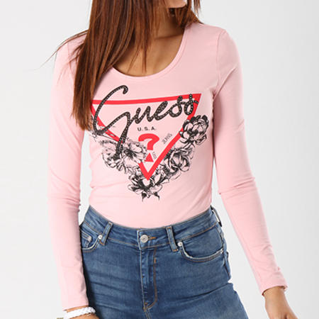 Guess - Tee Shirt Manches Longues Femme W83I40K6YW0 Rose
