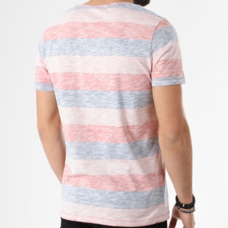 Jack And Jones - Tee Shirt Poche Stanly Stripe Rouge Chiné