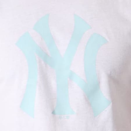 '47 Brand - Tee Shirt MLB New York Yankees 350386 Blanc Bleu Turquoise