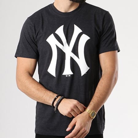 '47 Brand - Tee Shirt MLB New York Yankees 350192 Gris Anthracite Chiné Blanc