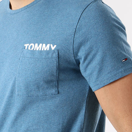 Tommy Hilfiger - Tee Shirt Poche Melange 4561 Bleu Clair Chiné