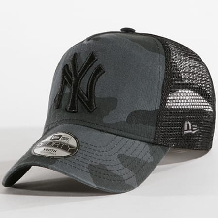 New Era - Casquette Trucker Enfant Washed Camo New York Yankees 805809502Gris Anthracite Camouflage Noir