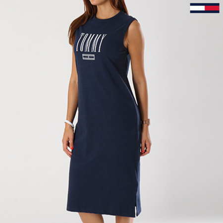 Tommy Hilfiger - Robe Femme Logo 4471 Bleu Marine