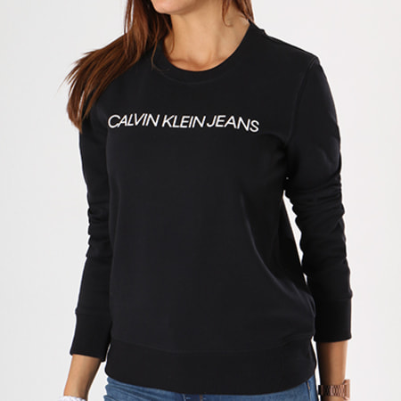 Calvin Klein - Sweat Crewneck Femme Institutional Logo 7827 Noir