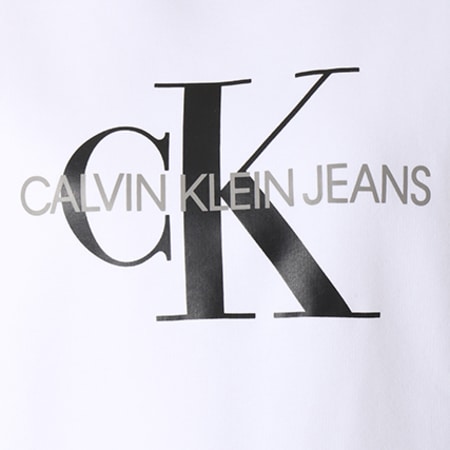 Calvin Klein - Sweat Crewneck Oversize Femme Monogram Logo 7830 Blanc
