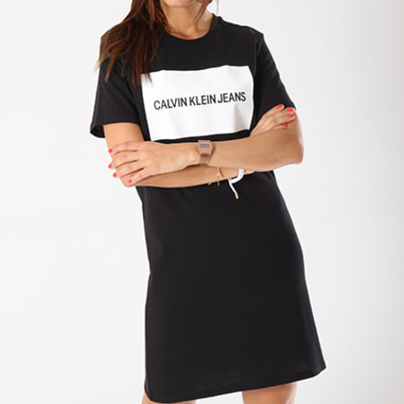 Calvin Klein - Robe Manches Courtes Femme Institutional Box Logo 7860 Noir