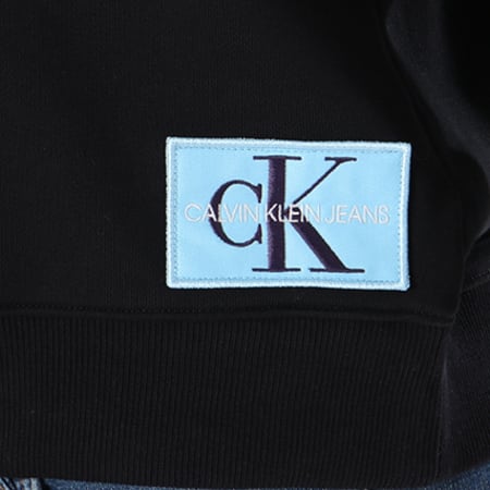 Calvin Klein - Sweat Crewneck Femme Monogram Logo Badge 8047 Noir